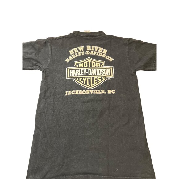 Harley Davidson Black Graphic Shirt 100% Cotton Jacksonville NC Forty Five WLA S - Picture 3 of 4